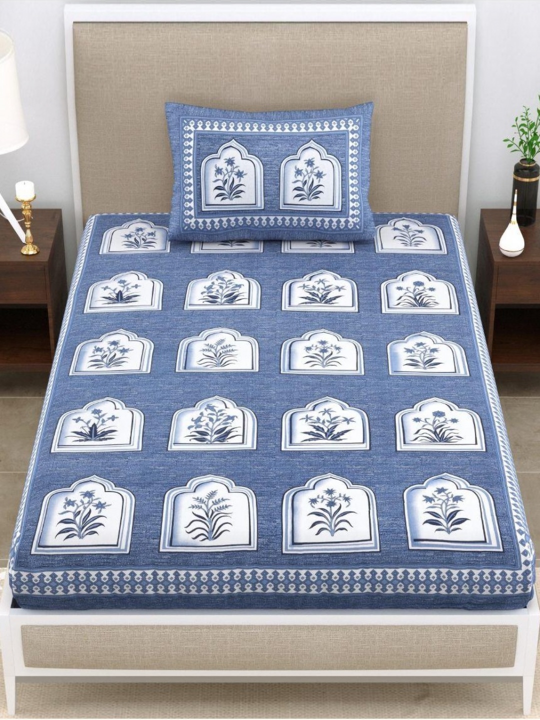 UNIQCHOICE Blue & White Floral Printed Cotton 120 TC Single Bedsheet Set 2.25 m x 1.5 m
UNIQCHOICE Blue & White Floral Printed Cotton 120 TC Single Bedsheet Set 2.25 m x 1.5 m
