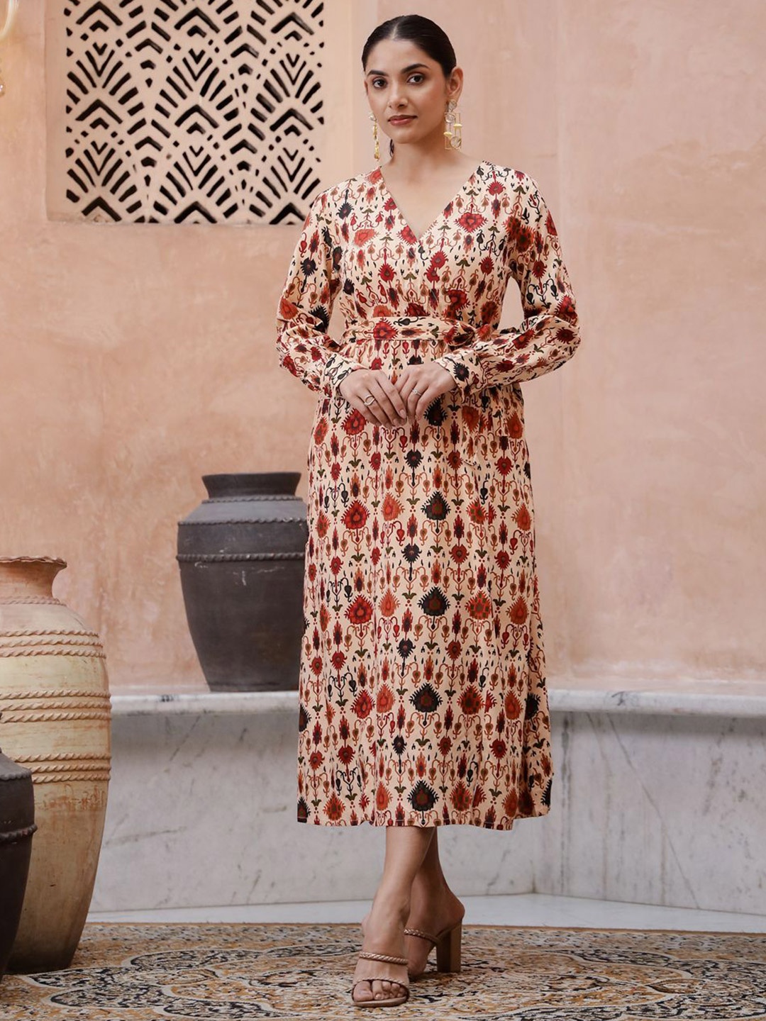 Sangria Women Eyhinic Motif Printed Pure Cotton V Neck Long Sleeve Fit & Flare Dress, Beige
Sangria Women Eyhinic Motif Printed Pure Cotton V Neck Long Sleeve Fit & Flare Dress, Beige