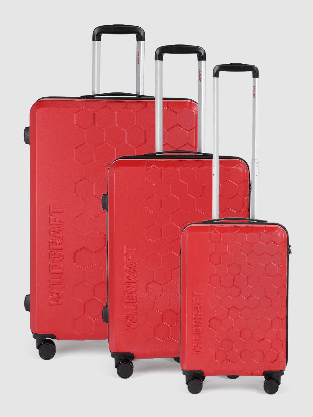 Wildcraft Unisex Pyxis Set Of 3 Geometric Textured Hard-Sided Trolley Suitcases, Red
Wildcraft Unisex Pyxis Set Of 3 Geometric Textured Hard-Sided Trolley Suitcases, Red
