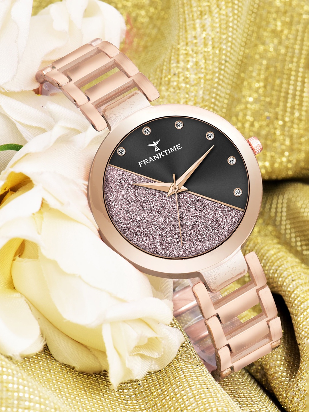 Franktime Women Brass Dial & Stainless Steel Bracelet Style Analogue Watch FT-0047 BLK, Rose
Franktime Women Brass Dial & Stainless Steel Bracelet Style Analogue Watch FT-0047 BLK, Rose