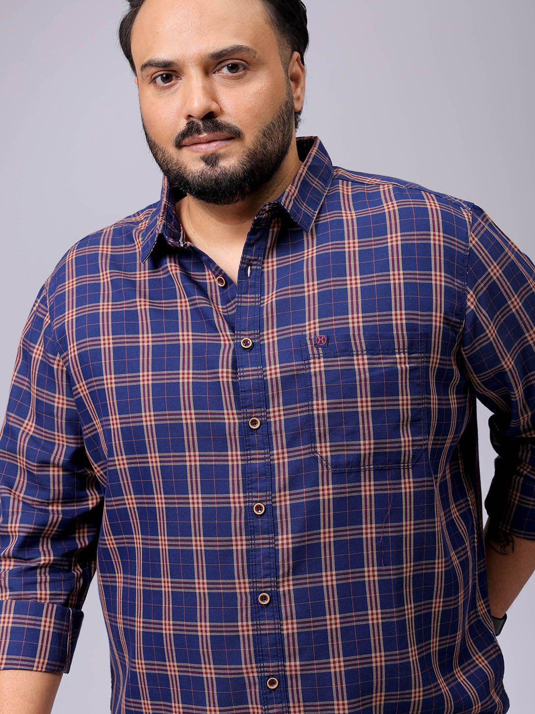 Hardsoda by The Indian Garage Co Men Plus Size Spread Collar Tartan Checked Cotton Casual Shirt, Navy blue
Hardsoda by The Indian Garage Co Men Plus Size Spread Collar Tartan Checked Cotton Casual Shirt, Navy blue