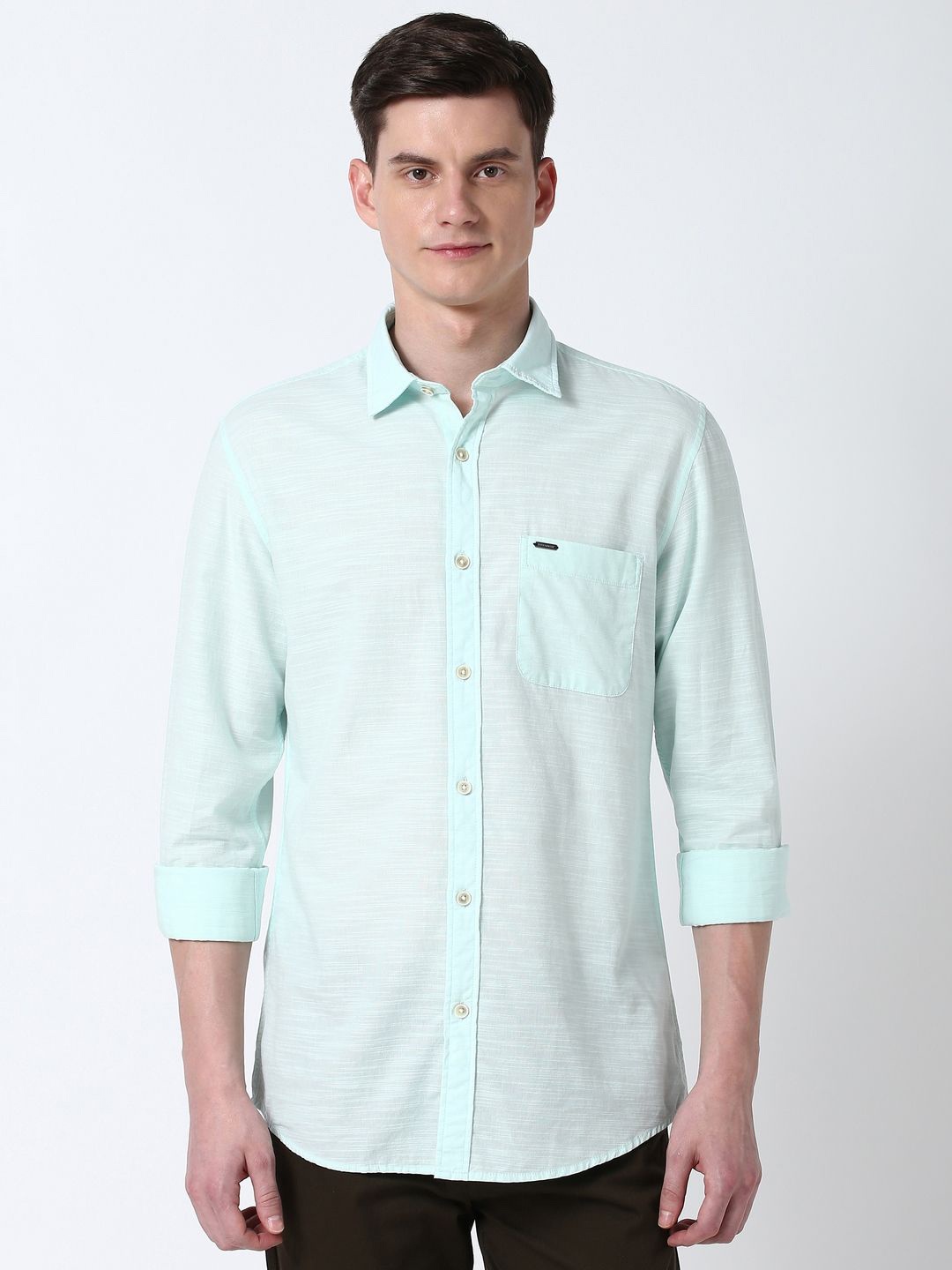 Peter England Casuals Men Spread Collar Solid Cotton Slim Fit Casual Shirt, Sea green
Peter England Casuals Men Spread Collar Solid Cotton Slim Fit Casual Shirt, Sea green