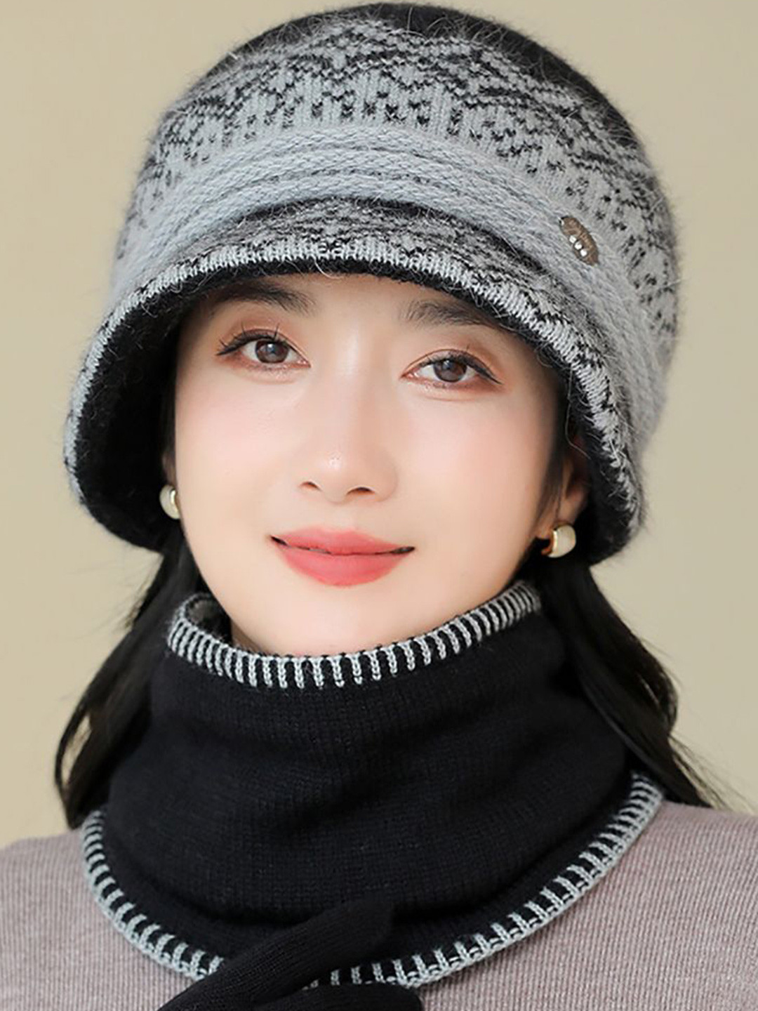 StyleCast x Revolte Women Printed Balaclava Cap, Black 
StyleCast x Revolte Women Printed Balaclava Cap, Black