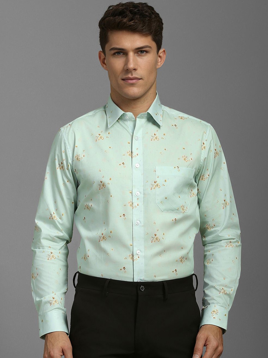 Louis Philippe Men Spread Collar Floral Printed Cotton Slim Fit Formal Shirt, Sea green
Louis Philippe Men Spread Collar Floral Printed Cotton Slim Fit Formal Shirt, Sea green