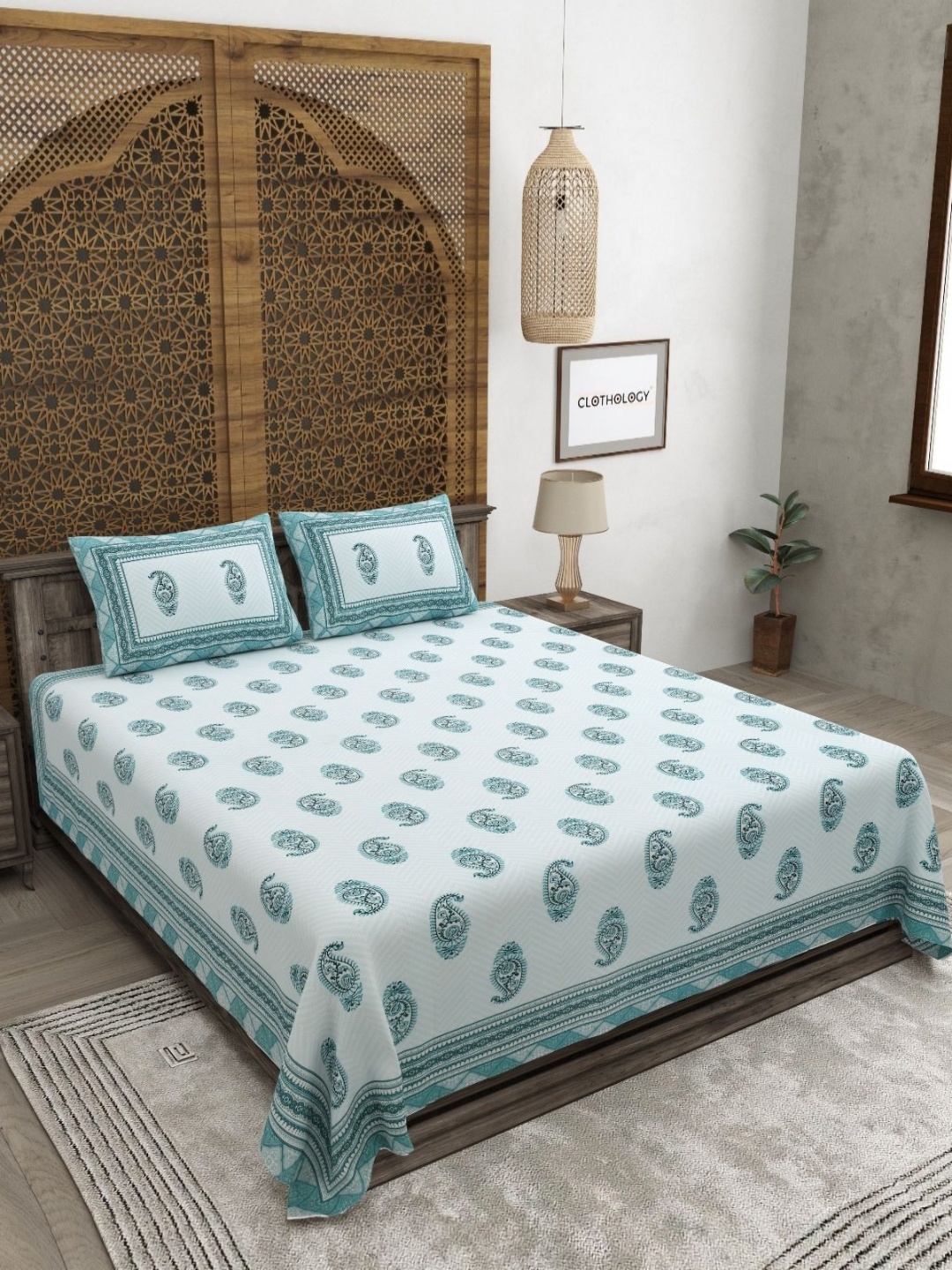 CLOTHOLOGY Green & White Floral 180 TC Pure Cotton King Bedsheet Set-2.75 m x 2.25 m
CLOTHOLOGY Green & White Floral 180 TC Pure Cotton King Bedsheet Set-2.75 m x 2.25 m