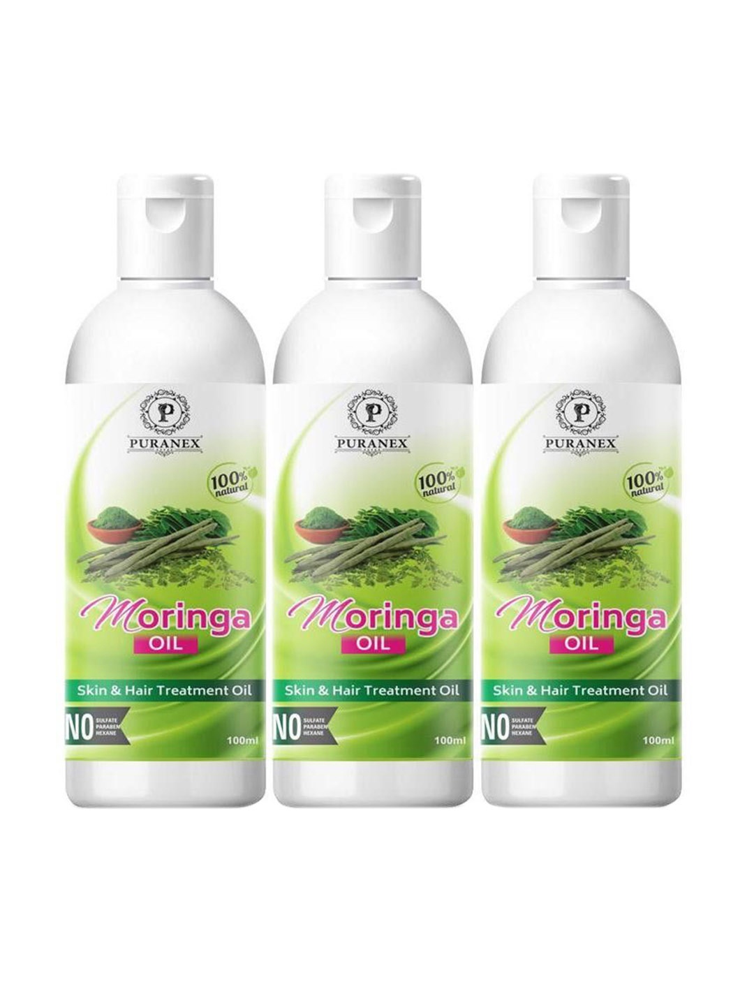 Puranex Set of 3 100% Cold Pressed Moringa Oil For Skin & Hair - 100 ml Each, Transparent
Puranex Set of 3 100% Cold Pressed Moringa Oil For Skin & Hair - 100 ml Each, Transparent