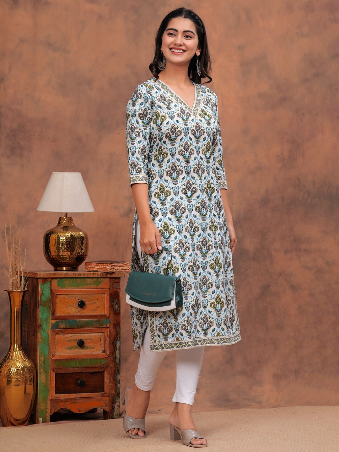 TOULIN Women Ethnic Motifs Printed Pure Cotton Calf Length Straight Kurtas, White
TOULIN Women Ethnic Motifs Printed Pure Cotton Calf Length Straight Kurtas, White