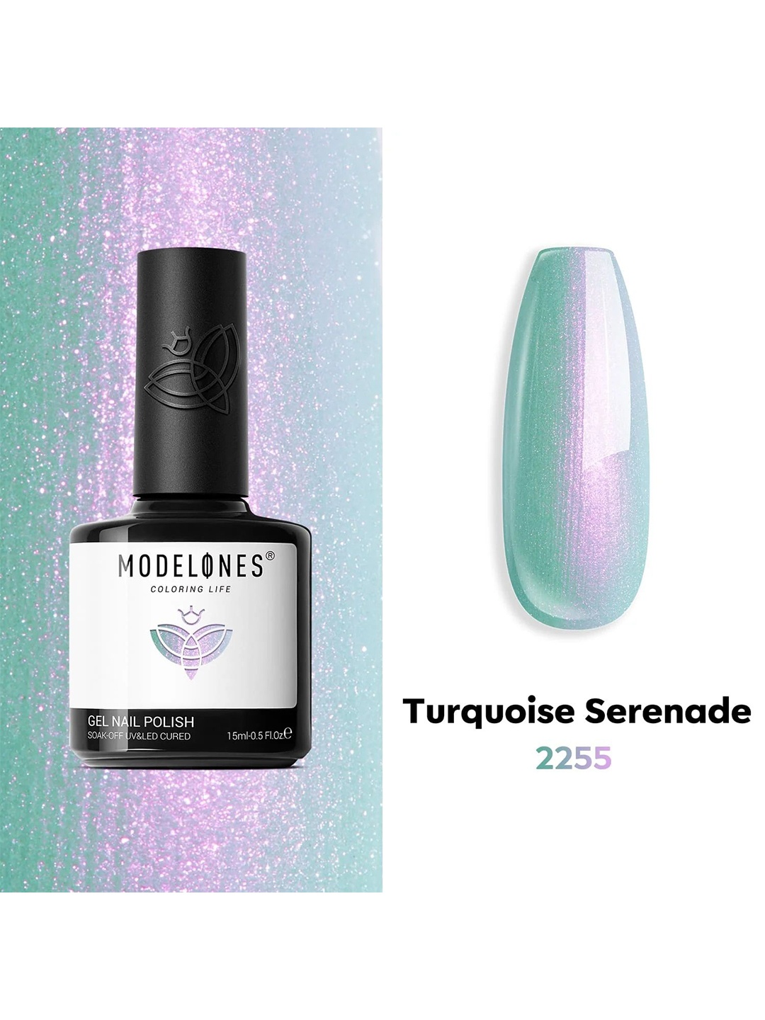Modelones Soak Off UV & LED Long Lasting Gel Nail Polish - 15 ml- Turquoise Serenade 2255, Blue
Modelones Soak Off UV & LED Long Lasting Gel Nail Polish - 15 ml- Turquoise Serenade 2255, Blue