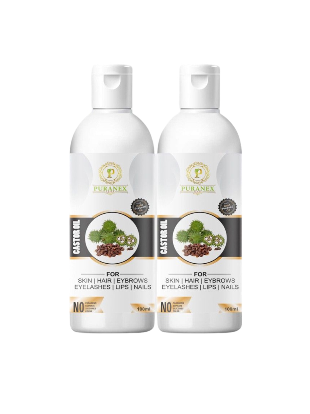 Puranex Set Of 2 100% Cold Pressed Castor Oil For Skin & Hair - 100 ml Each, Transparent
Puranex Set Of 2 100% Cold Pressed Castor Oil For Skin & Hair - 100 ml Each, Transparent