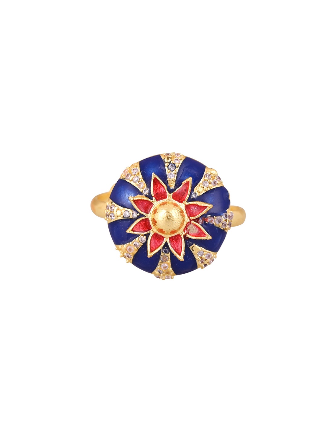 House of Pataudi Gold-Plated Enamelled Cubic Zirconia-Studded Adjustable Finger Ring
House of Pataudi Gold-Plated Enamelled Cubic Zirconia-Studded Adjustable Finger Ring