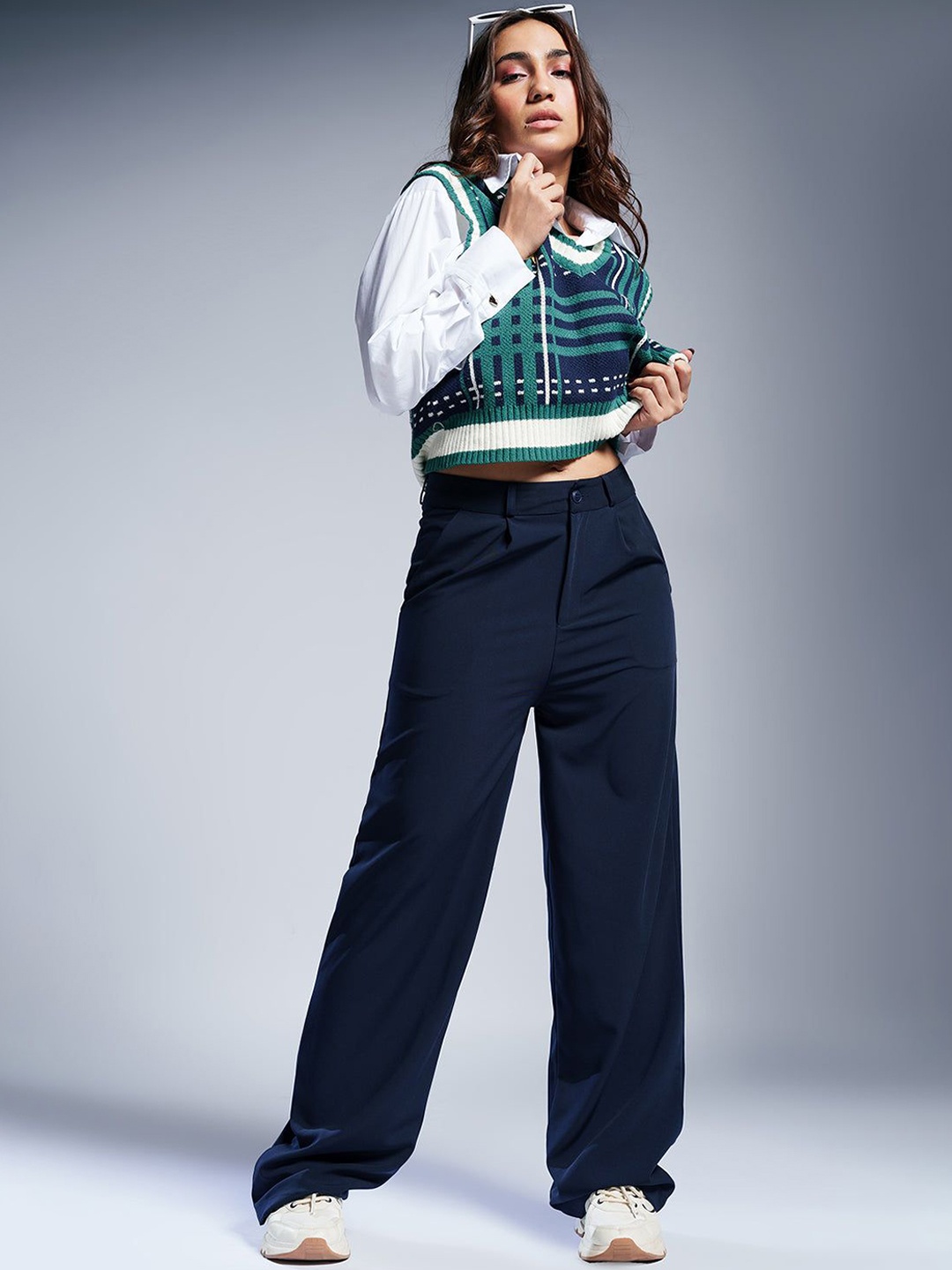 FREAKINS Women Relaxed Straight Leg Straight Fit High-Rise Korean Pants, Navy blue
FREAKINS Women Relaxed Straight Leg Straight Fit High-Rise Korean Pants, Navy blue