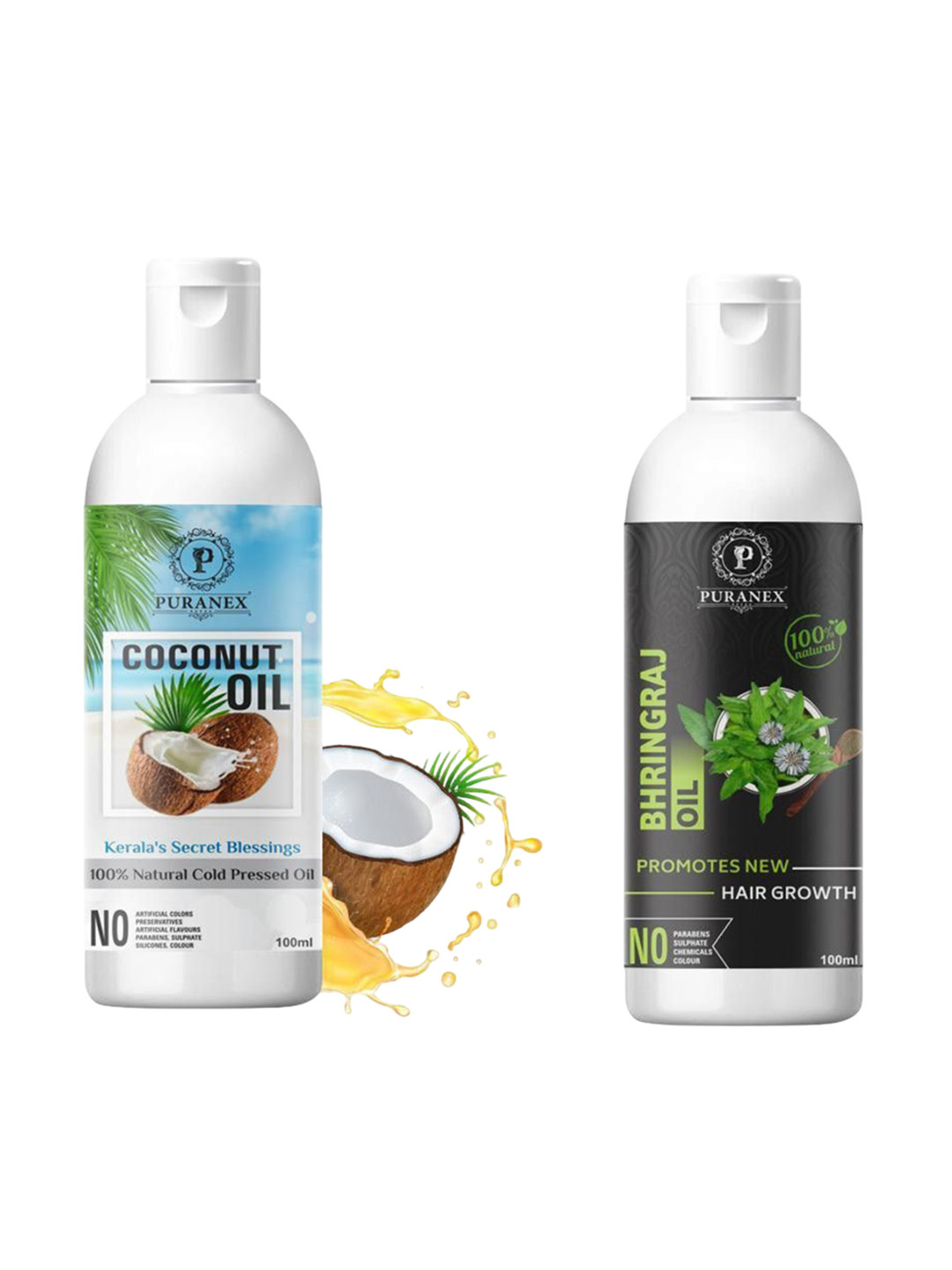 Puranex Set Of 2 Coconut Oil & Bhringraj Oil For Hair & Skin - 100 ml Each, Transparent
Puranex Set Of 2 Coconut Oil & Bhringraj Oil For Hair & Skin - 100 ml Each, Transparent