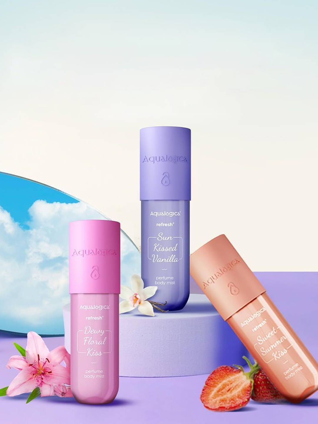 Aqualogica Set Of 3 Sun Kissed Vanilla, Sweet Summer & Dewy Floral Kiss Body Mist-150each, White
Aqualogica Set Of 3 Sun Kissed Vanilla, Sweet Summer & Dewy Floral Kiss Body Mist-150each, White
