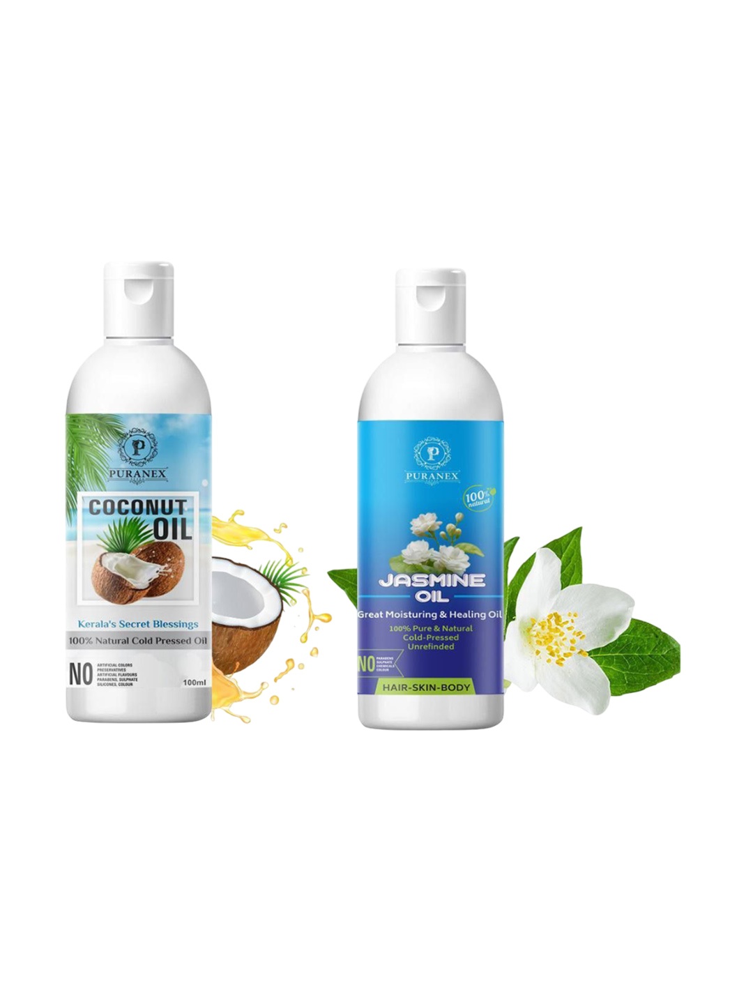 Puranex Set Of 2 100% Natural & Pure Jasmine & Coconut Oils - 100 ml Each, Transparent
Puranex Set Of 2 100% Natural & Pure Jasmine & Coconut Oils - 100 ml Each, Transparent