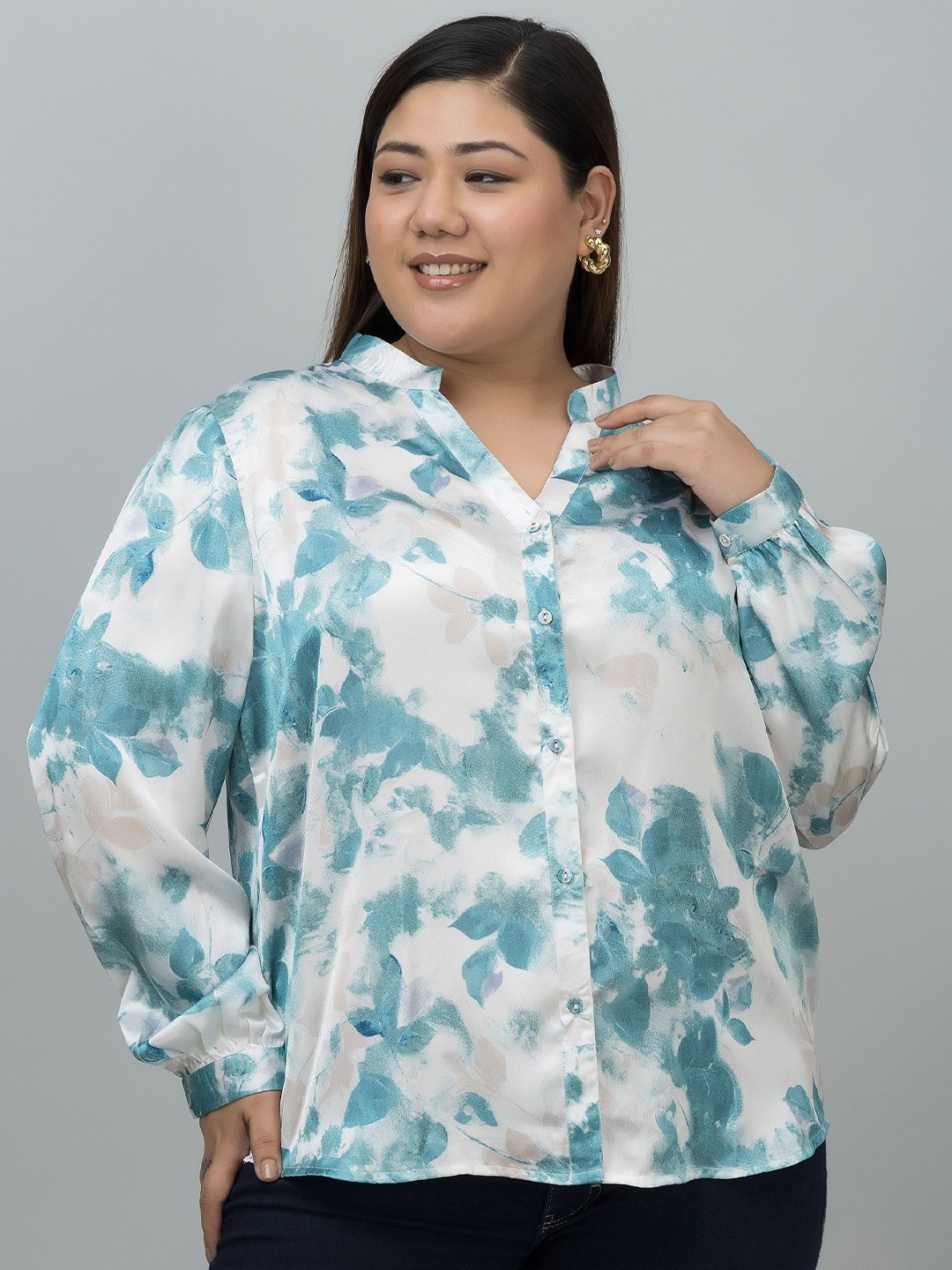 PURYS PLUS Women Plus Size Classic Mandarin Collar Floral Printed Satin Casual Shirt, White
PURYS PLUS Women Plus Size Classic Mandarin Collar Floral Printed Satin Casual Shirt, White