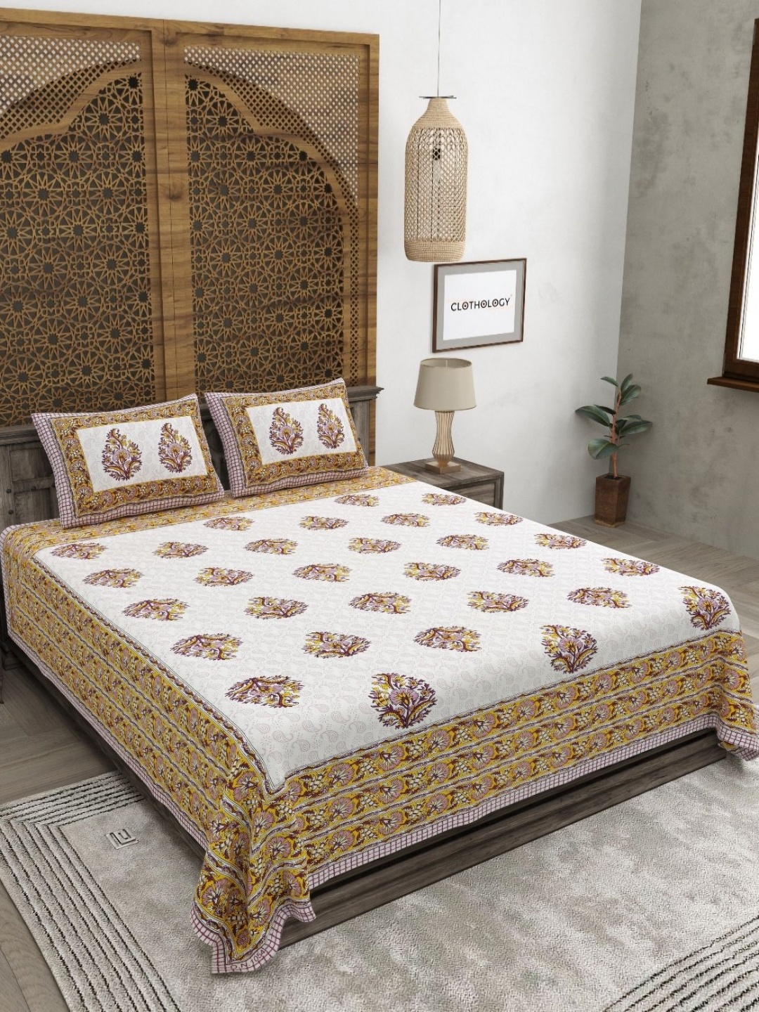 CLOTHOLOGY Brown & White Floral 180 TC Pure Cotton King Bedsheet Set-2.75 m x 2.25 m
CLOTHOLOGY Brown & White Floral 180 TC Pure Cotton King Bedsheet Set-2.75 m x 2.25 m