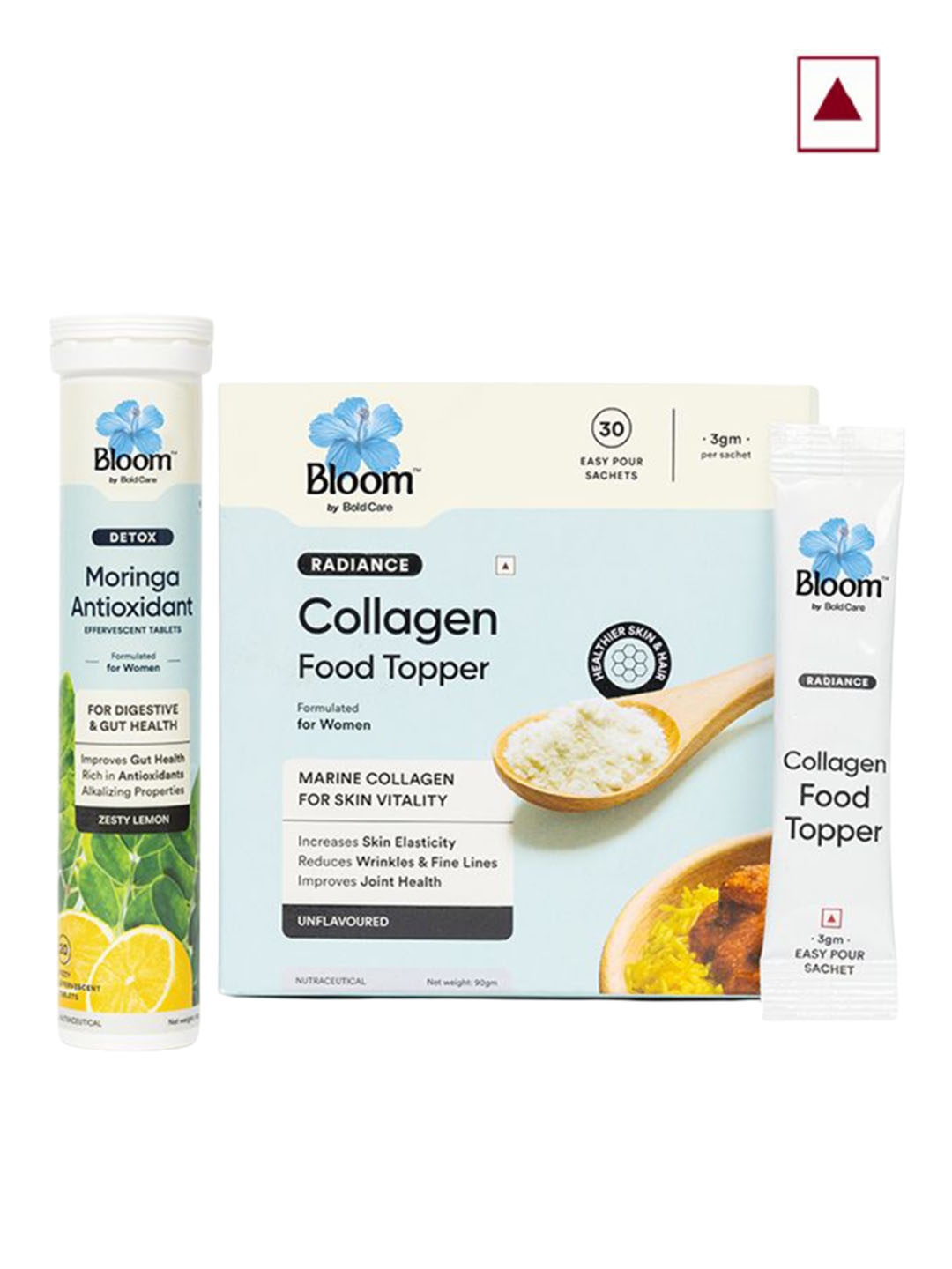 Bloom Moringa Antioxidants & Collagen+ Peptides Tablets - 20 Tablets & 30 Sachets, White
Bloom Moringa Antioxidants & Collagen+ Peptides Tablets - 20 Tablets & 30 Sachets, White