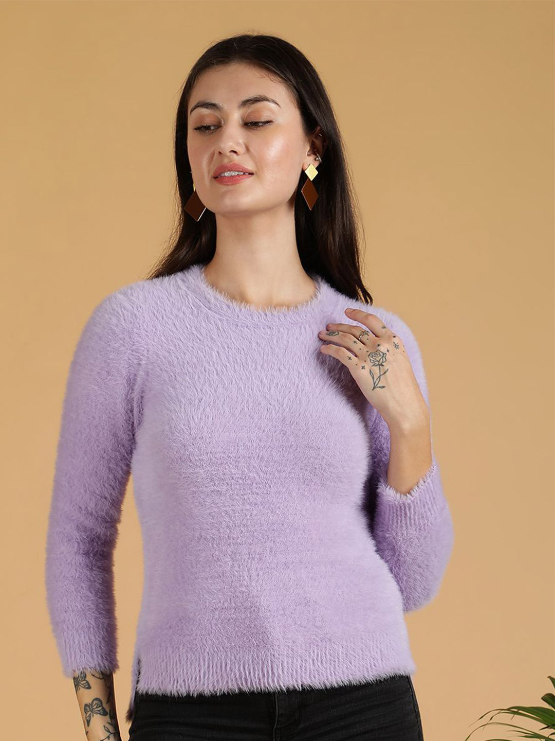 Stylecast X Kotty Women Boucle Self Design Long Sleeves Round Neck Crop Pullover Sweater, Purple
Stylecast X Kotty Women Boucle Self Design Long Sleeves Round Neck Crop Pullover Sweater, Purple