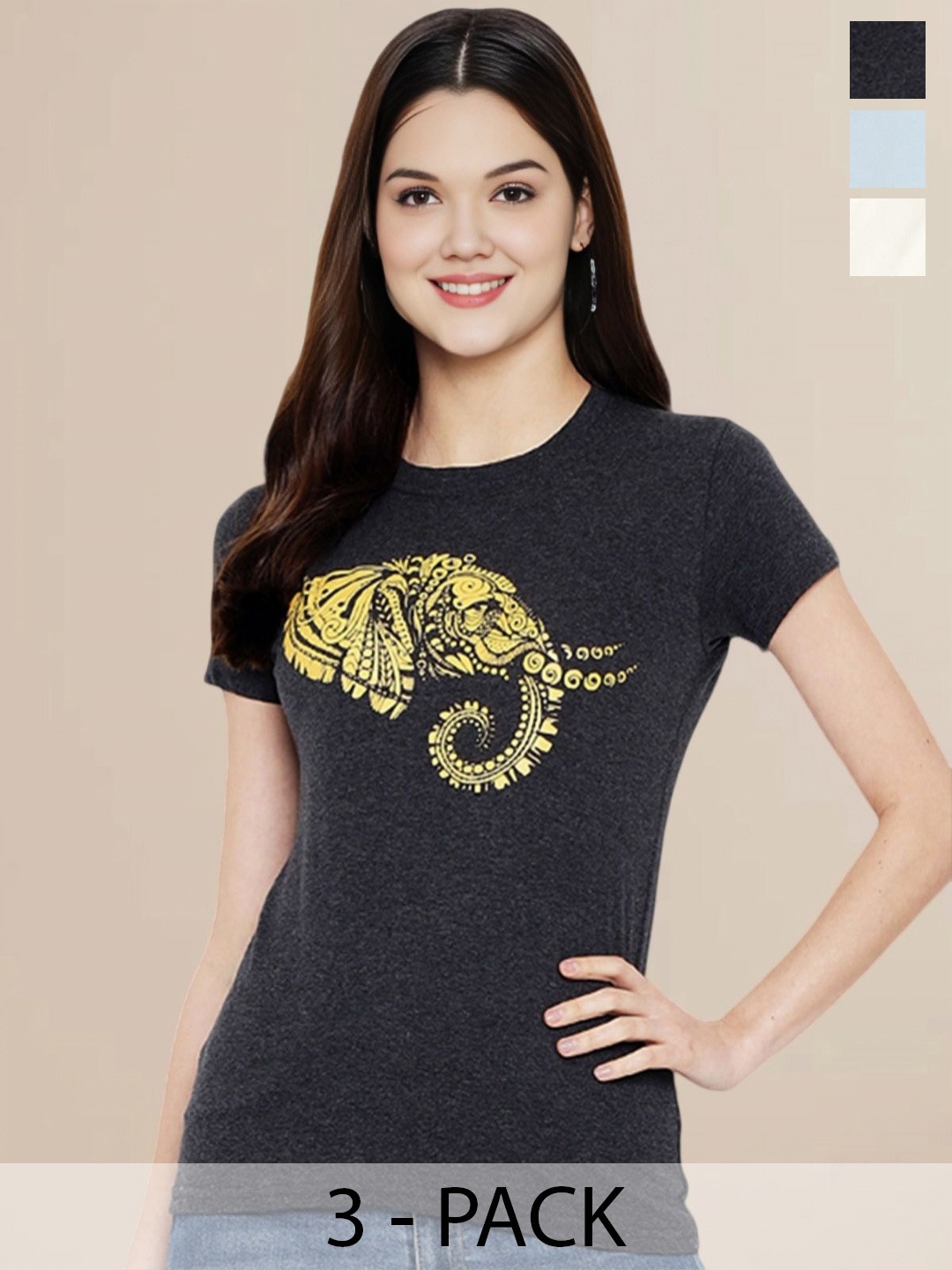 Metronaut Women Pack Of 3 Typography Printed Round Neck Cotton Tom & Jerry T-shirts, Charcoal
Metronaut Women Pack Of 3 Typography Printed Round Neck Cotton Tom & Jerry T-shirts, Charcoal