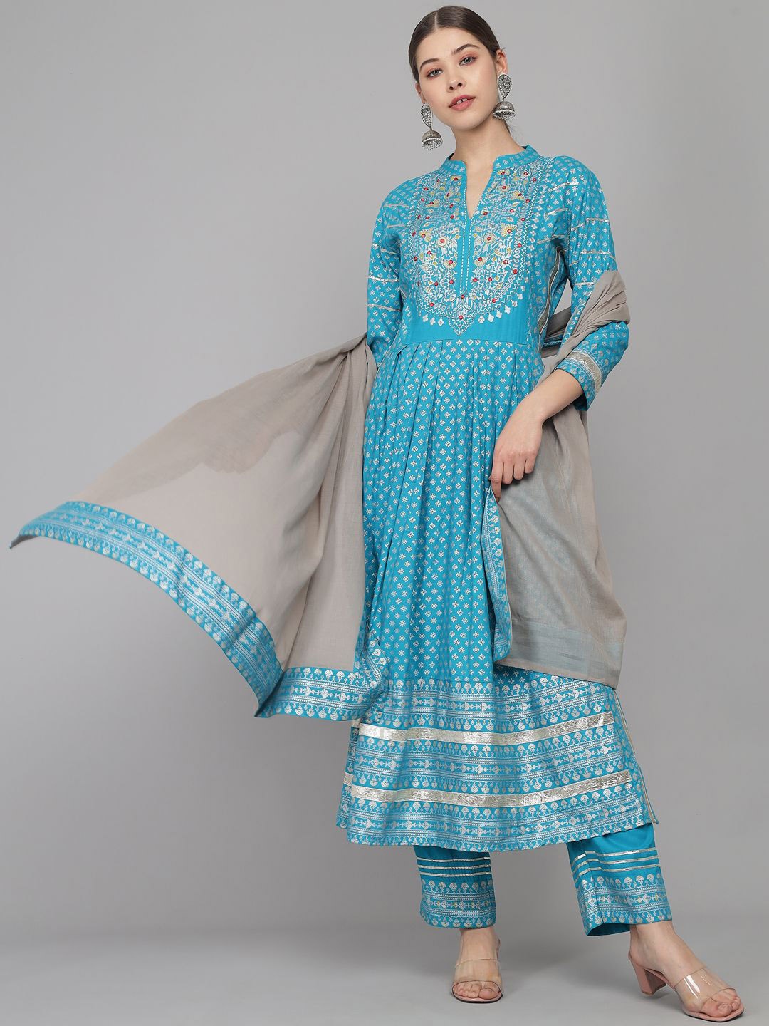 Prakhya Women Embroidered Regular Mirror Work Kurta with Trousers & With Dupatta, Blue
Prakhya Women Embroidered Regular Mirror Work Kurta with Trousers & With Dupatta, Blue