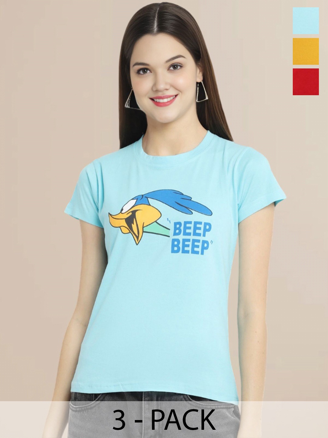 Metronaut Women Pack Of 3 Typography Printed Round Neck Cotton Looney Tunes T-shirts, Mustard
Metronaut Women Pack Of 3 Typography Printed Round Neck Cotton Looney Tunes T-shirts, Mustard