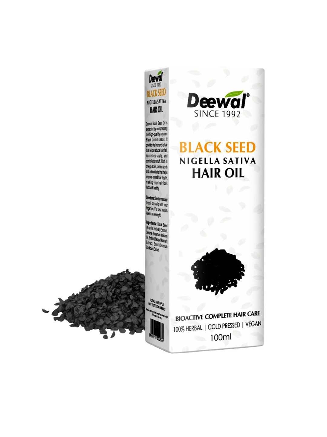 DEEWAL Black Seed Nigella Sativa Hair Oil With Bioactive Complete Hair Care - 100 ml
DEEWAL Black Seed Nigella Sativa Hair Oil With Bioactive Complete Hair Care - 100 ml