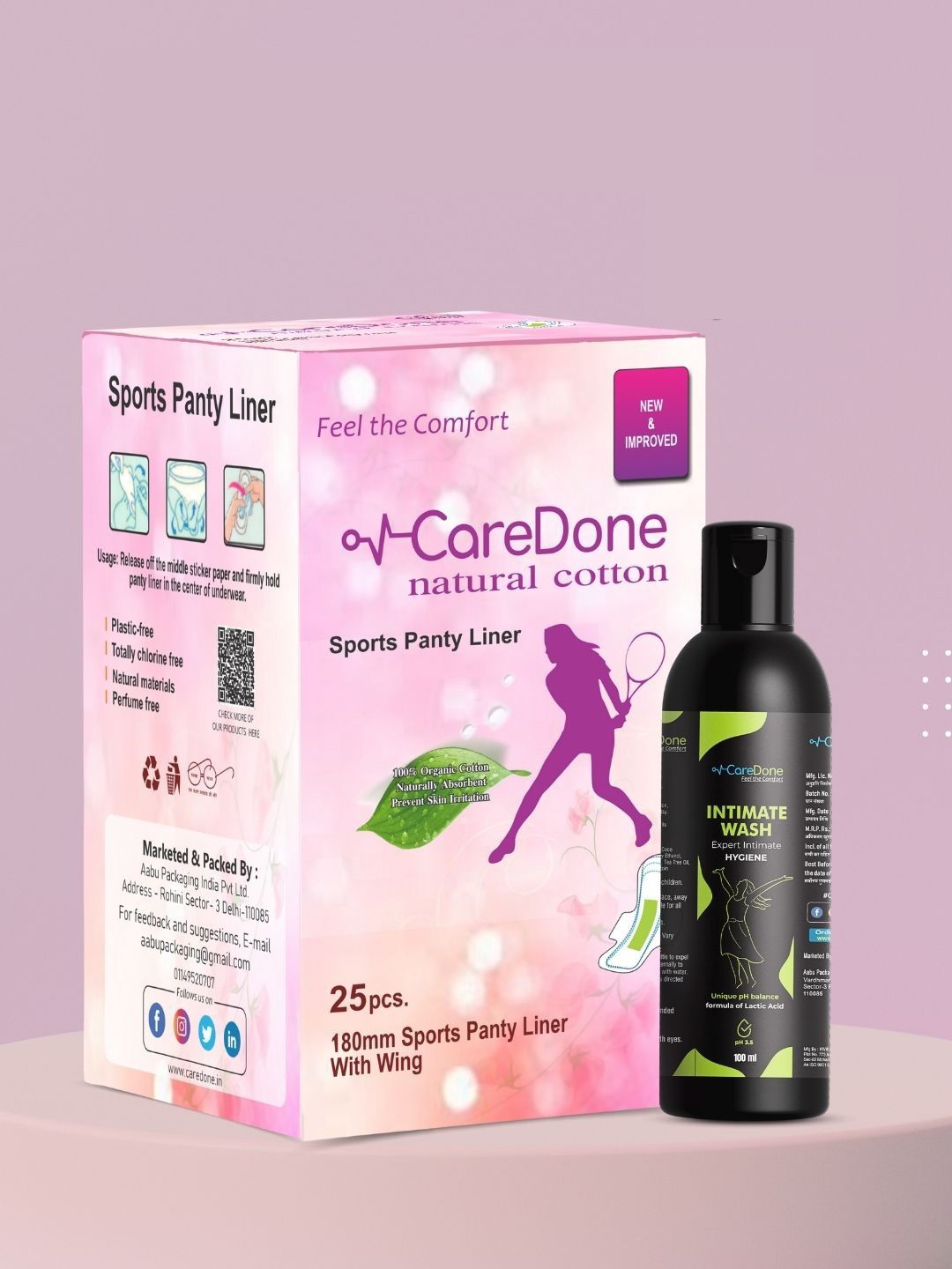 CareDone Set Of 2 Organic Cotton Ultra Thin Pantyliner- 25 Pcs With Intimate Wash- 100 ml, White
CareDone Set Of 2 Organic Cotton Ultra Thin Pantyliner- 25 Pcs With Intimate Wash- 100 ml, White