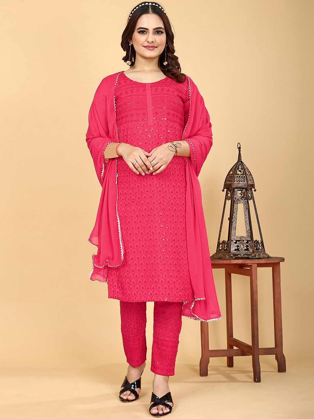 KALINI Women Ethnic Motifs Embroidered Regular Sequinned Kurta with Pyjamas & With Dupatta, Magenta
KALINI Women Ethnic Motifs Embroidered Regular Sequinned Kurta with Pyjamas & With Dupatta, Magenta