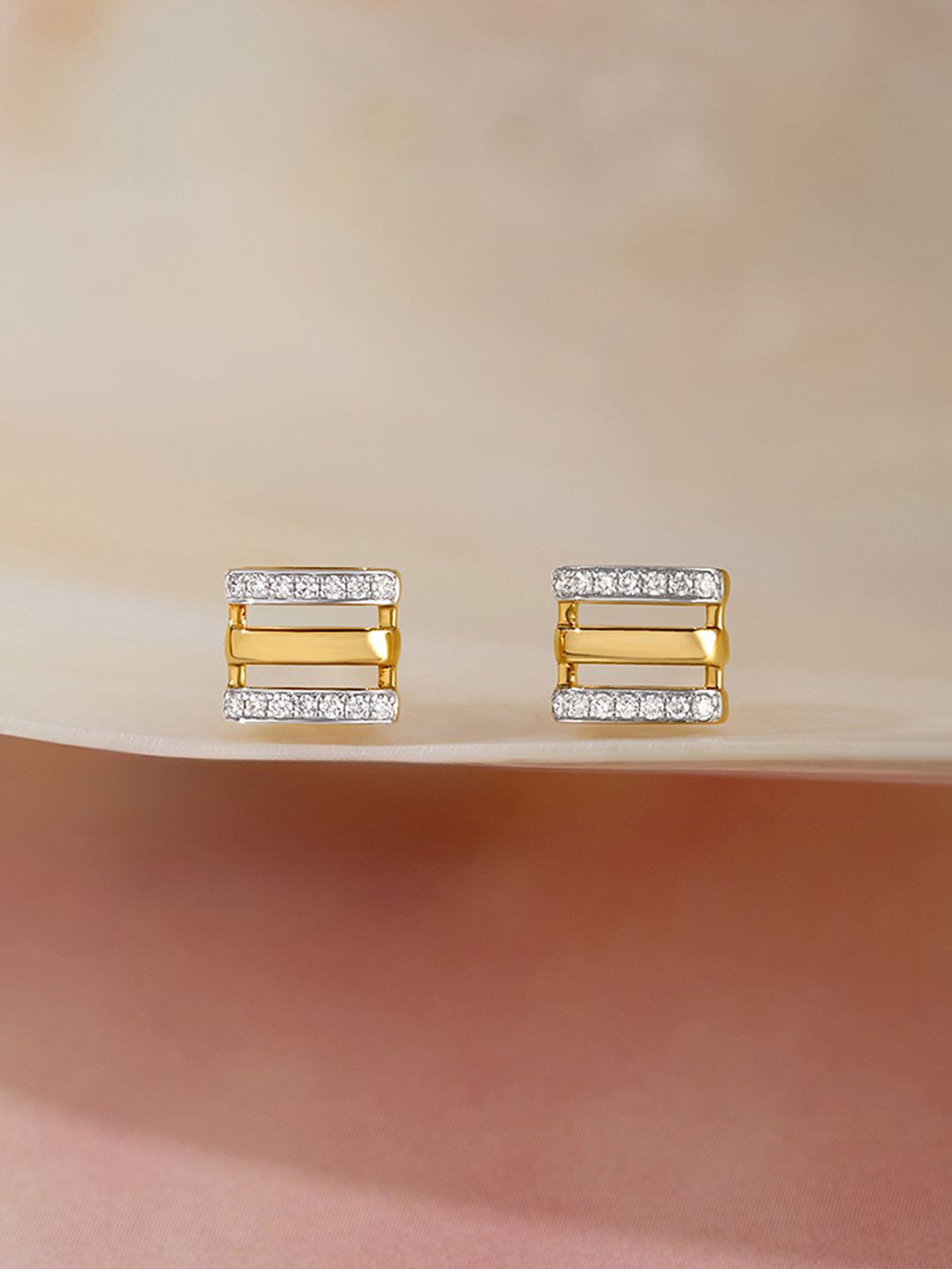 Mia by Tanishq Women 14KT Sleek Dual-Bar Gold & Diamond Stud Earrings - 2.0 gm, Yellow
Mia by Tanishq Women 14KT Sleek Dual-Bar Gold & Diamond Stud Earrings - 2.0 gm, Yellow