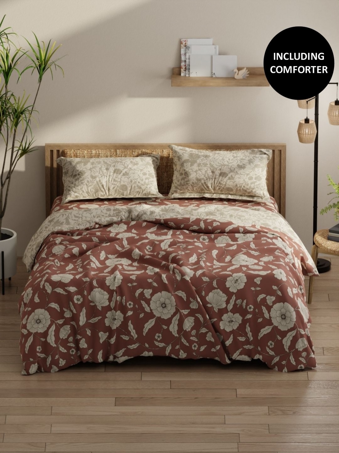 KOPA Pink & Beige 4 Pcs Floral Printed Cotton Queen Comforter & Bedsheet 2 Pillow Covers
KOPA Pink & Beige 4 Pcs Floral Printed Cotton Queen Comforter & Bedsheet 2 Pillow Covers