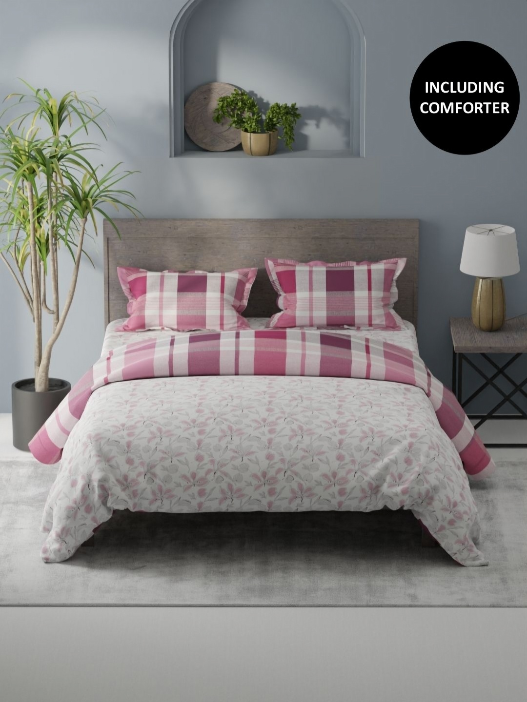 KOPA White & Pink 4 Pcs Floral Printed Cotton Queen Comforter & Bedsheet 2 Pillow Covers
KOPA White & Pink 4 Pcs Floral Printed Cotton Queen Comforter & Bedsheet 2 Pillow Covers