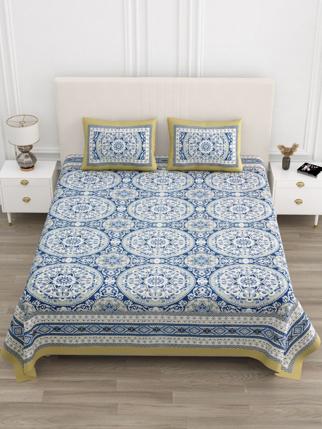 Jinaya's Blue Ethnic Motifs Printed Pure Cotton 210 TC King Bedsheet Set 2.74 m x 2.28 m
Jinaya's Blue Ethnic Motifs Printed Pure Cotton 210 TC King Bedsheet Set 2.74 m x 2.28 m