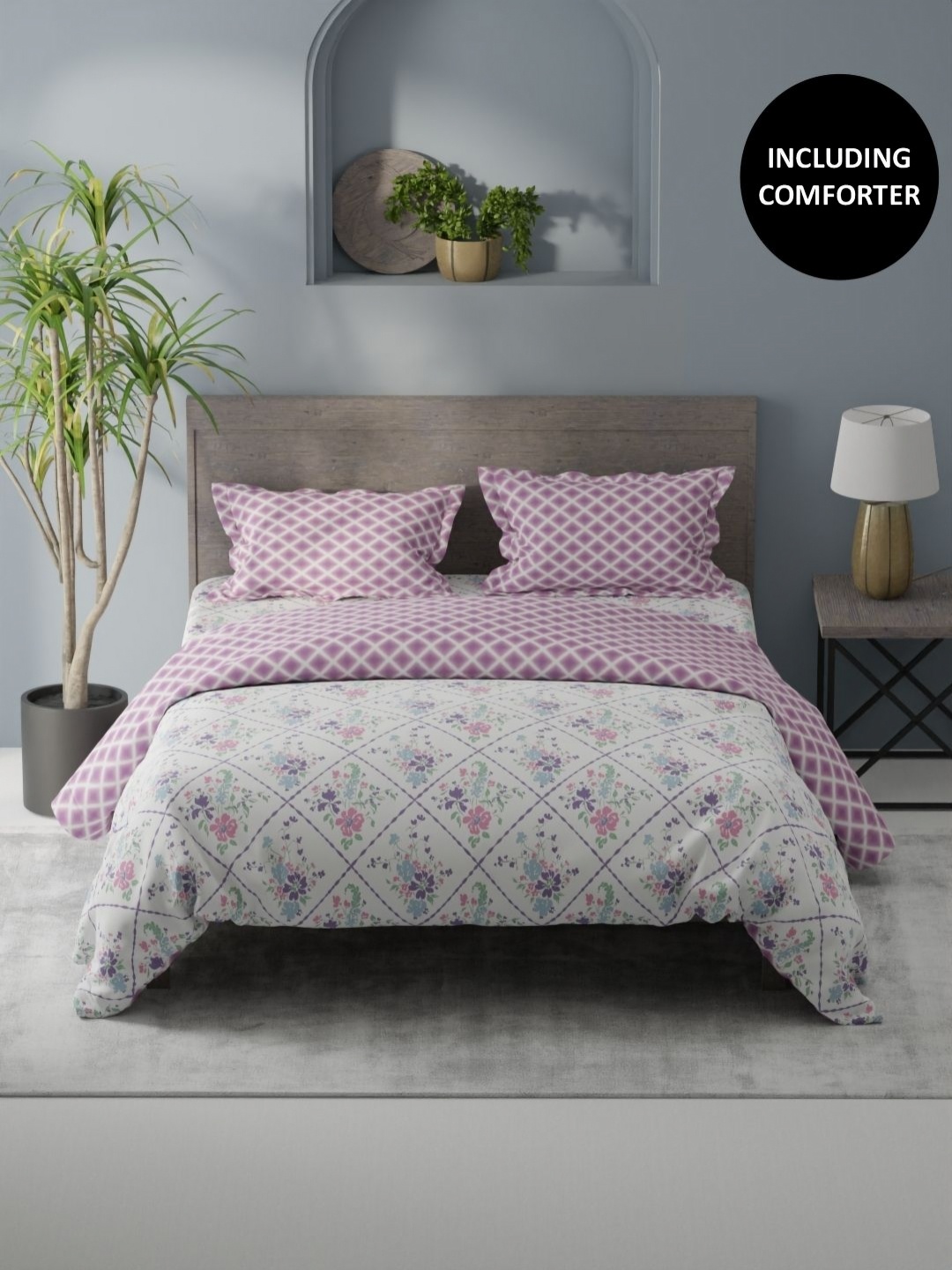 KOPA White & Pink 4 Pcs Floral Printed Cotton Queen Comforter & Bedsheet 2 Pillow Covers
KOPA White & Pink 4 Pcs Floral Printed Cotton Queen Comforter & Bedsheet 2 Pillow Covers