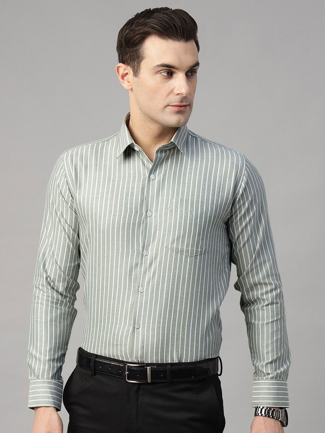 Hancock Men Standard Slim Fit Opaque Striped Wrinkle Ressistant Formal Shirt, Green
Hancock Men Standard Slim Fit Opaque Striped Wrinkle Ressistant Formal Shirt, Green