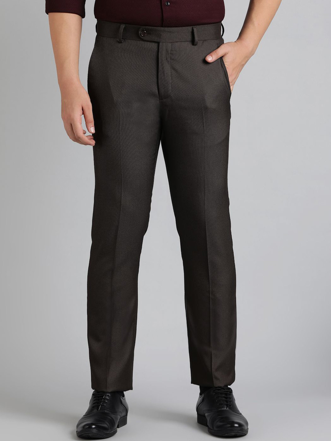 Greenfibre Men Slim Fit Trousers, Brown 
Greenfibre Men Slim Fit Trousers, Brown