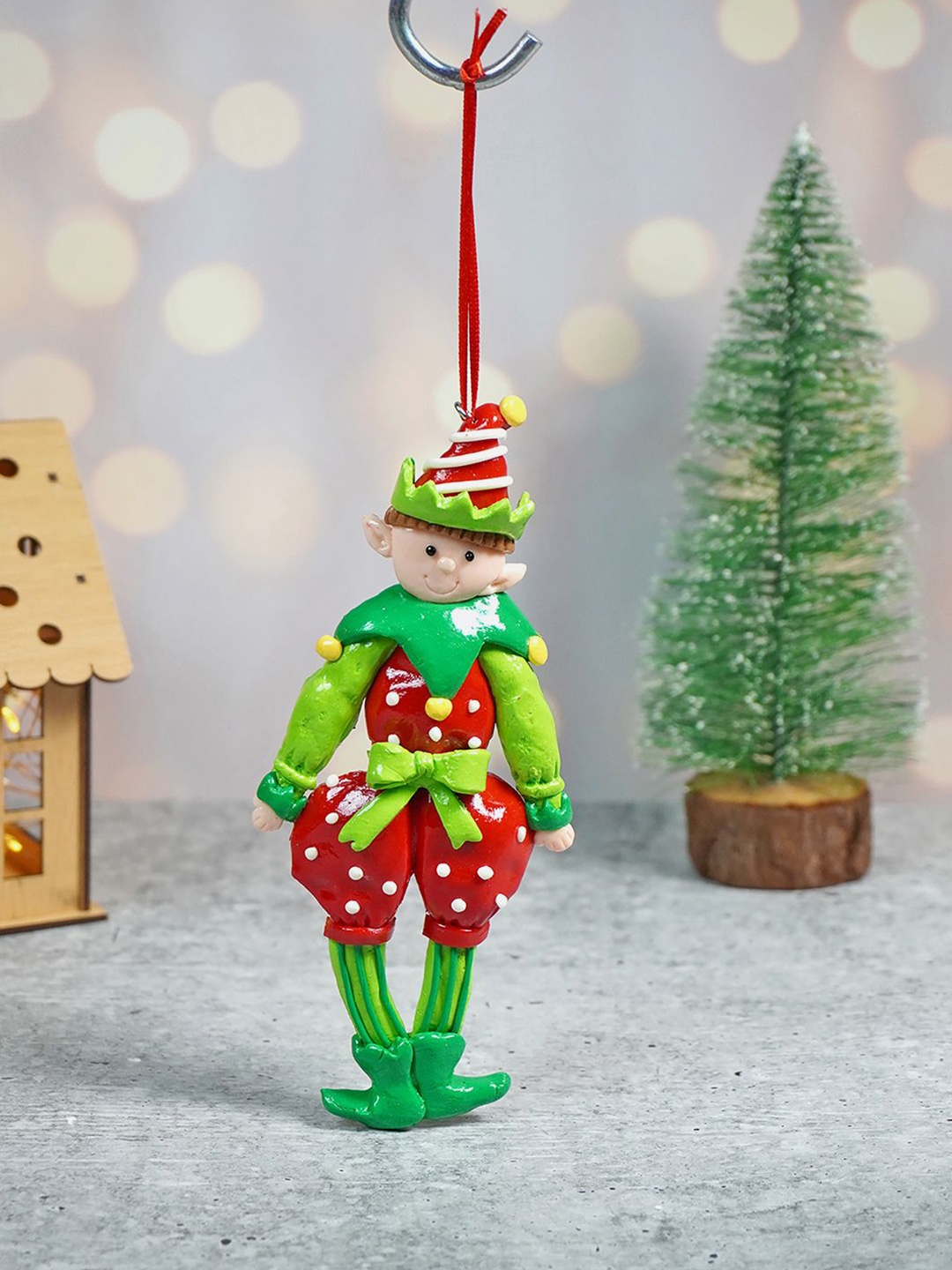Little Surprise Box LLP Red & Green Clay Naughty Elf & Bollon Pant Christmas Ornament
Little Surprise Box LLP Red & Green Clay Naughty Elf & Bollon Pant Christmas Ornament