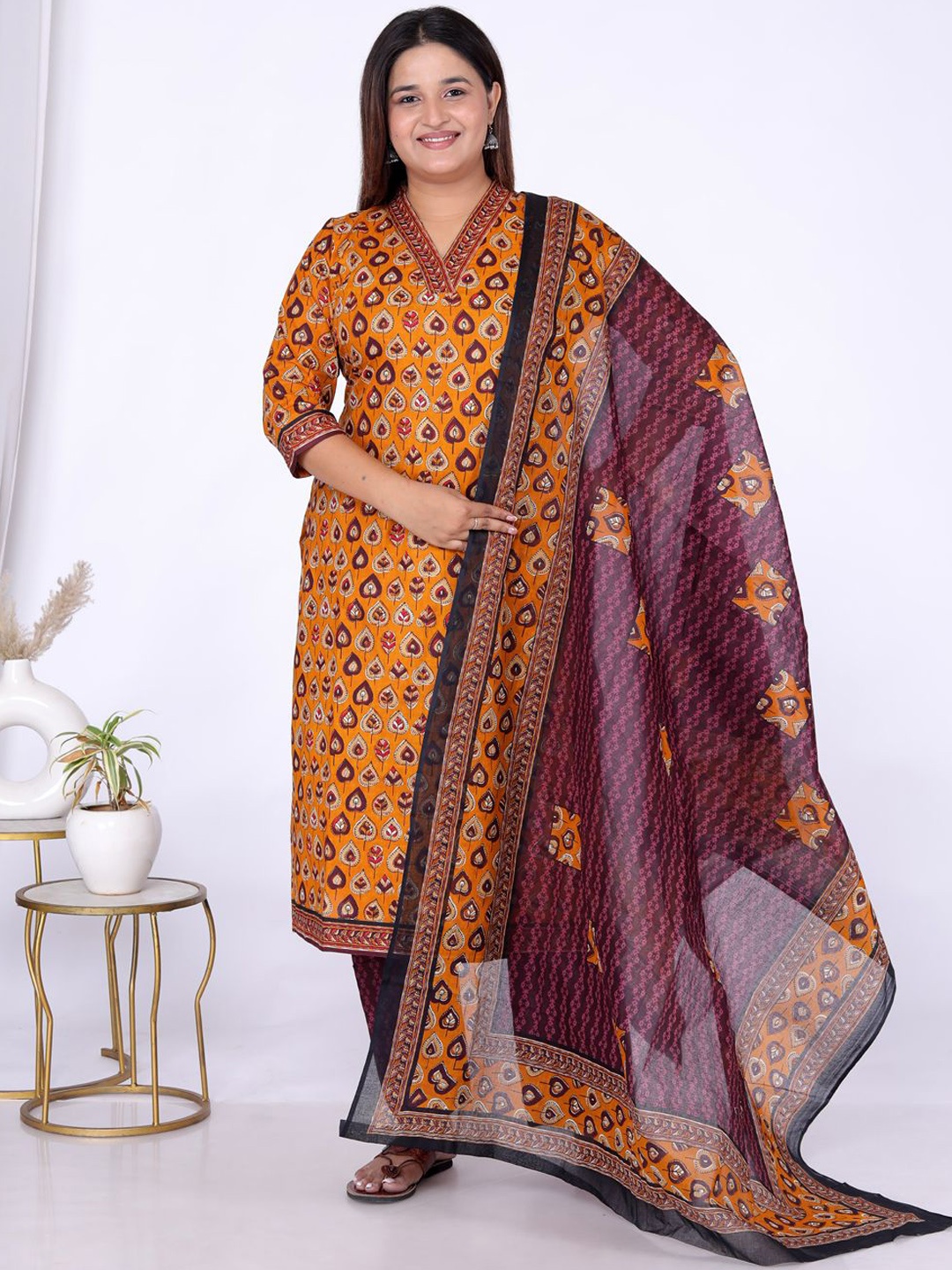 MIRAAN Women Floral Printed Regular Pure Cotton Kurta with Palazzos & With Dupatta, Mustard
MIRAAN Women Floral Printed Regular Pure Cotton Kurta with Palazzos & With Dupatta, Mustard