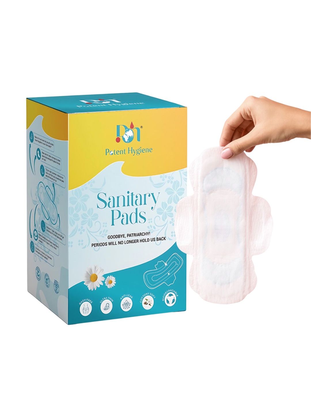 Potent Hygiene 100% Organic Soft Sanitary Pads with Disposable Covers - 20 Pcs, White
Potent Hygiene 100% Organic Soft Sanitary Pads with Disposable Covers - 20 Pcs, White