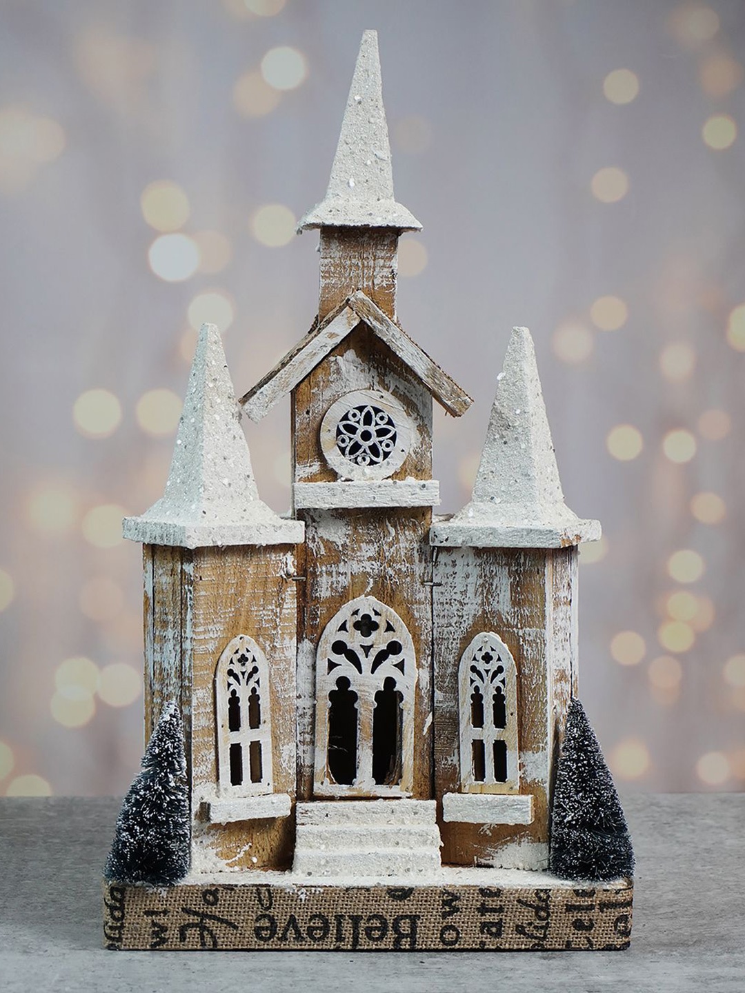 Little Surprise Box LLP Brown & White Snow Dusted Wooden Church Christmas Table Decor
Little Surprise Box LLP Brown & White Snow Dusted Wooden Church Christmas Table Decor