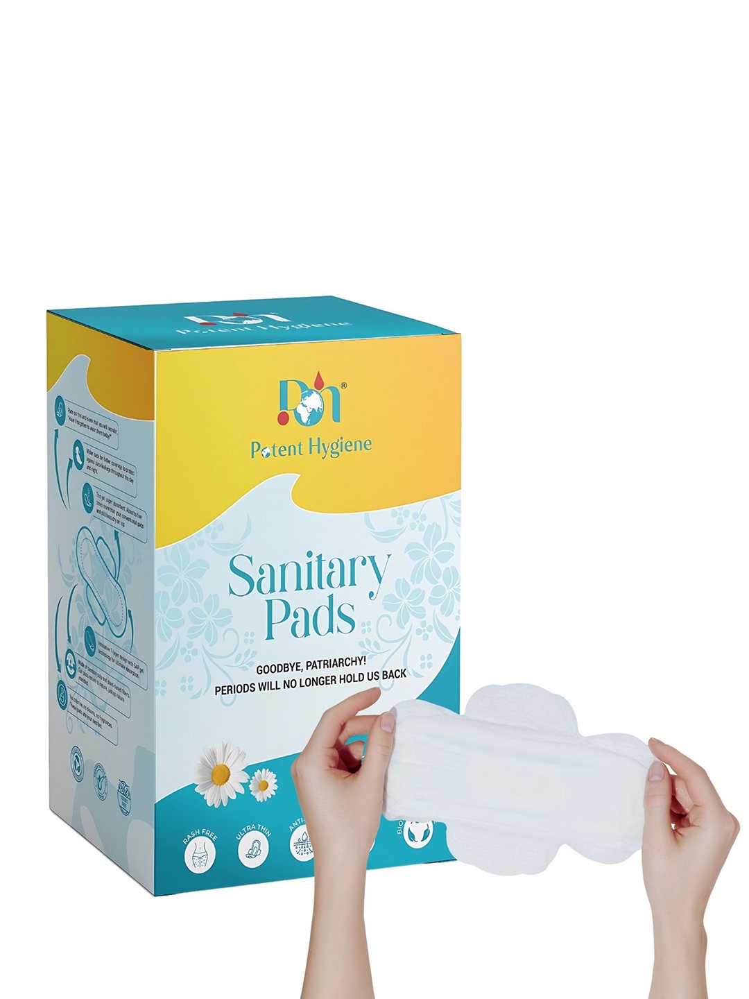 Potent Hygiene 100% Organic Soft Sanitary Pads with Disposable Covers - 20 Pcs, White
Potent Hygiene 100% Organic Soft Sanitary Pads with Disposable Covers - 20 Pcs, White