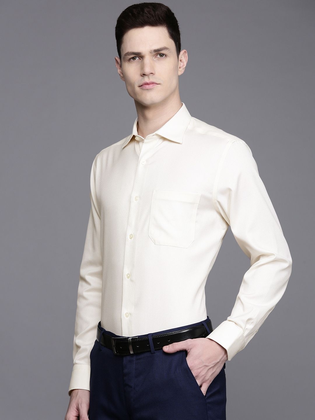 Louis Philippe Pure Cotton Self Design Textured Classic Fit Formal Shirt, Cream
Louis Philippe Pure Cotton Self Design Textured Classic Fit Formal Shirt, Cream