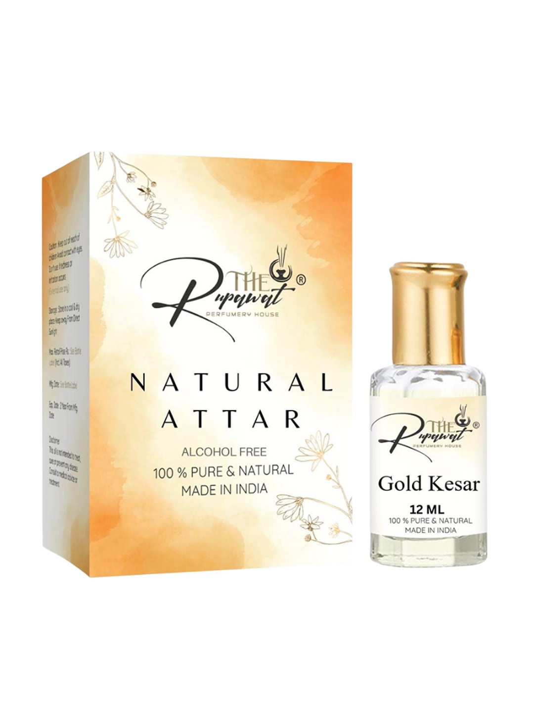 THE RUPAWAT Perfumery House Gold Kesar Natural Alcohol-Free Attar - 12 ml, Transparent
THE RUPAWAT Perfumery House Gold Kesar Natural Alcohol-Free Attar - 12 ml, Transparent