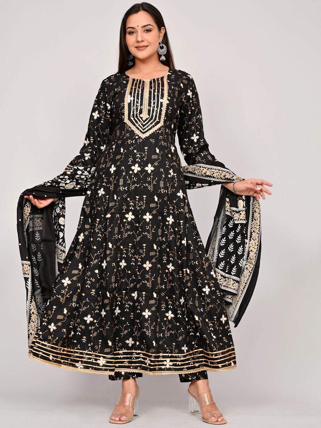 KALINI Women Floral Printed Regular Gotta Patti Kurta with Pyjamas & With Dupatta, Black
KALINI Women Floral Printed Regular Gotta Patti Kurta with Pyjamas & With Dupatta, Black