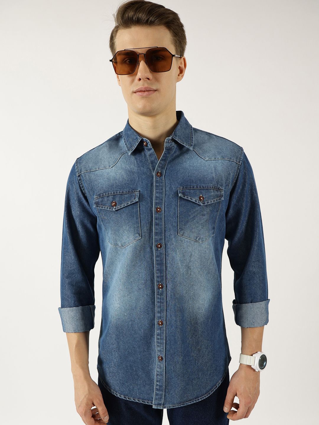 Thomas Scott Men Classic Spread Collar Faded Cotton Slim Fit Casual Shirt, Blue
Thomas Scott Men Classic Spread Collar Faded Cotton Slim Fit Casual Shirt, Blue
