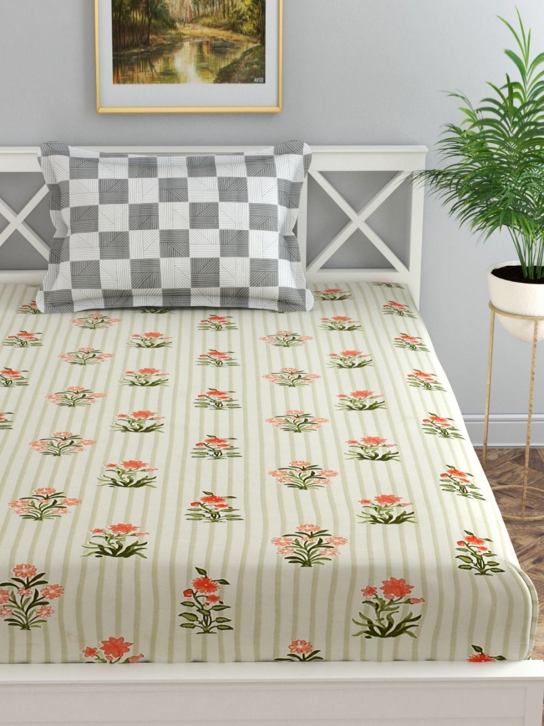 Florida Lime Green & Peach-Coloured Floral 200 TC Single Bedsheet with 1 Pillow Covers
Florida Lime Green & Peach-Coloured Floral 200 TC Single Bedsheet with 1 Pillow Covers