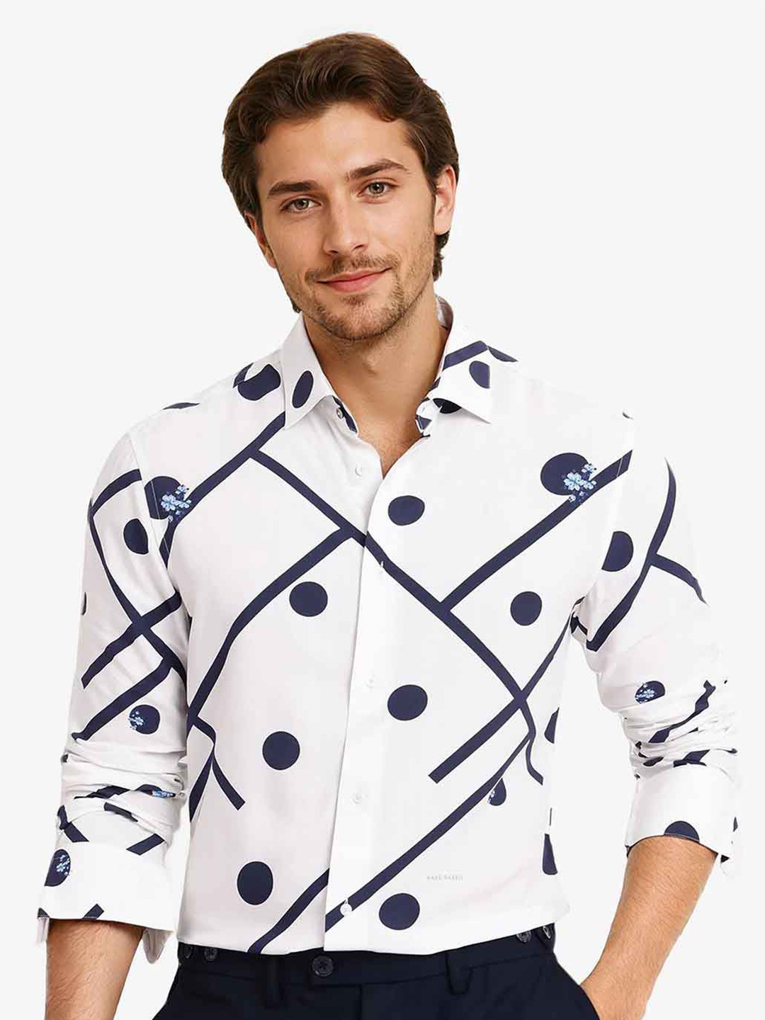 RARE RABBIT Men Comfort Spread Collar Geometric Printed Casual Shirt, Off white
RARE RABBIT Men Comfort Spread Collar Geometric Printed Casual Shirt, Off white