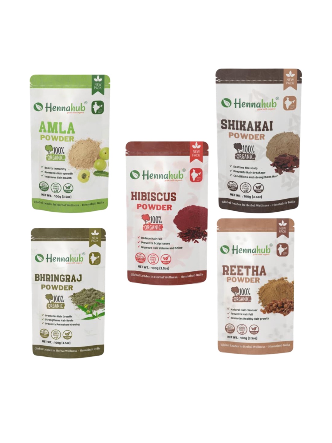HENNAHUB Set Of 6 Amla,Reetha,Shikakai, Bhringraj & Hibiscus Powder Hair Mask - 100 g Each, Brown
HENNAHUB Set Of 6 Amla,Reetha,Shikakai, Bhringraj & Hibiscus Powder Hair Mask - 100 g Each, Brown