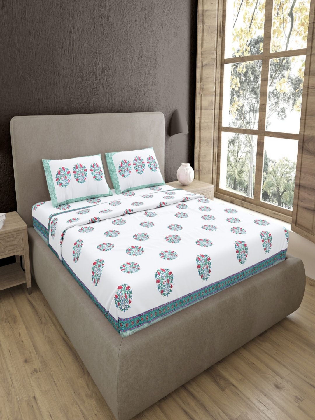 JAIPUR FABRIC Red 4 Pcs Floral Printed Pure Cotton 400 TC King Bedsheet Set 2.74 X 2.74 m, Green
JAIPUR FABRIC Red 4 Pcs Floral Printed Pure Cotton 400 TC King Bedsheet Set 2.74 X 2.74 m, Green