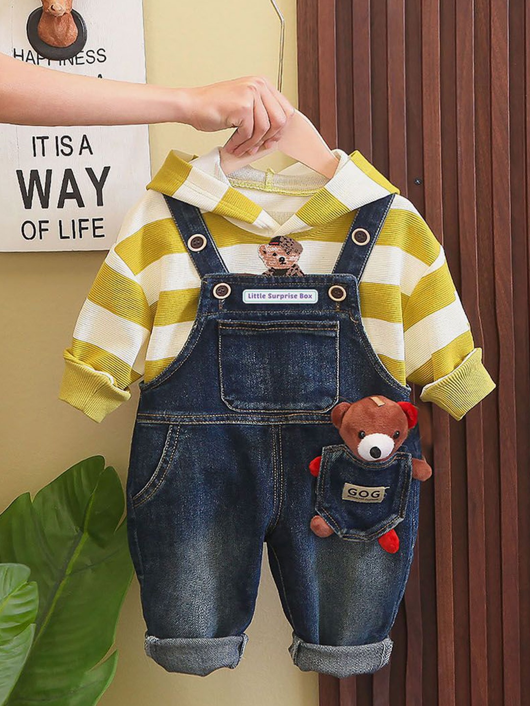 Little Surprise Box LLP Kids Stripes Teddy Bear Soft Toy Dungaree With Hooded T-Shirt, Green
Little Surprise Box LLP Kids Stripes Teddy Bear Soft Toy Dungaree With Hooded T-Shirt, Green