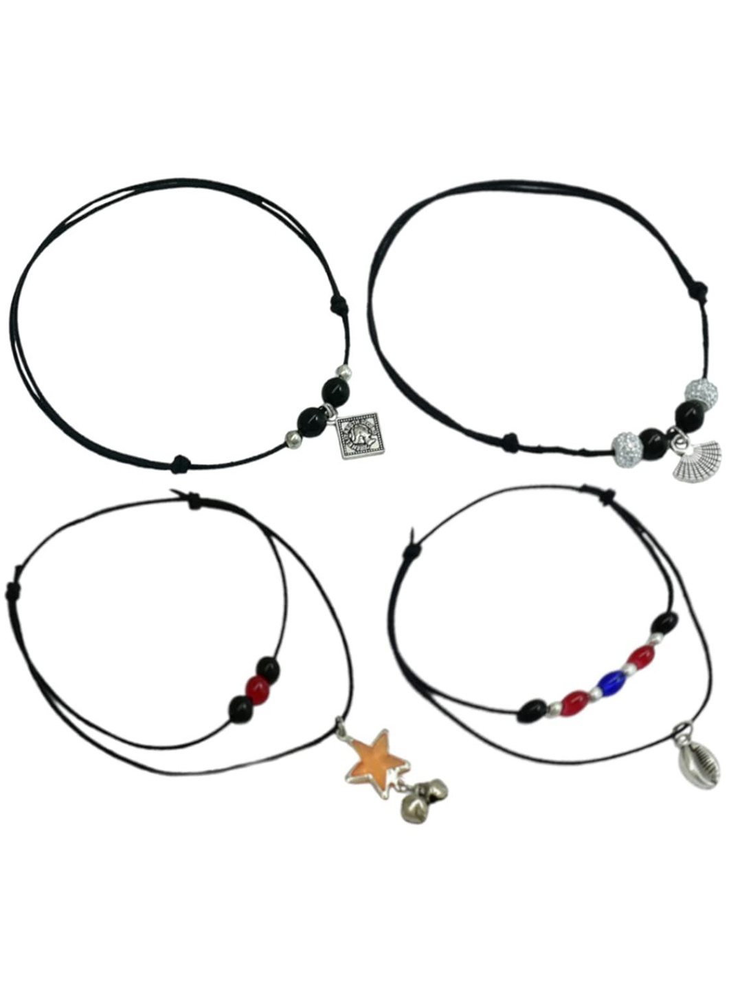 HIGH TRENDZ 4 Pcs Combo Black Thread Knot with Oxidised Single Charms Adjustable Anklets
HIGH TRENDZ 4 Pcs Combo Black Thread Knot with Oxidised Single Charms Adjustable Anklets